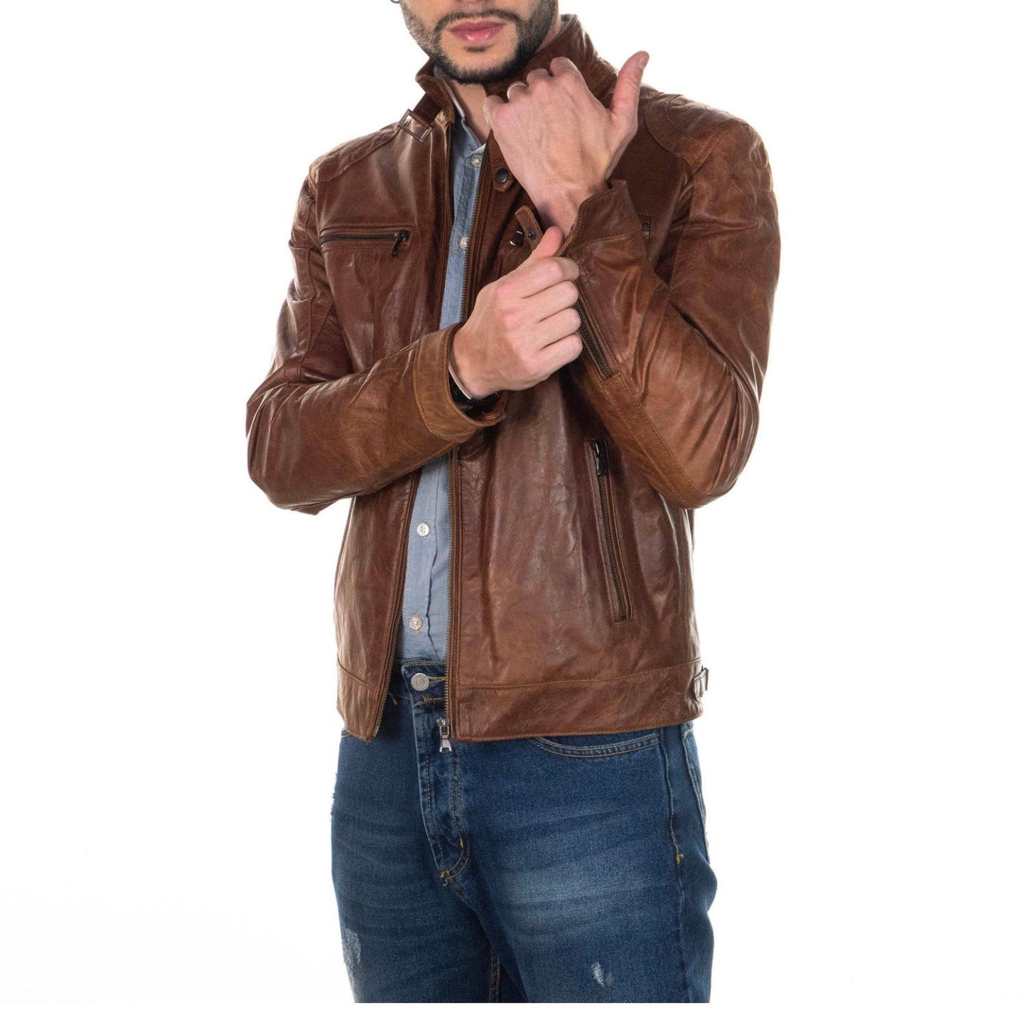 PULSE | Giacca in pelle modello Biker
